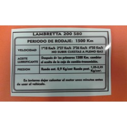 ADHESIVO DE RODAJE LAMBRETTA 200.