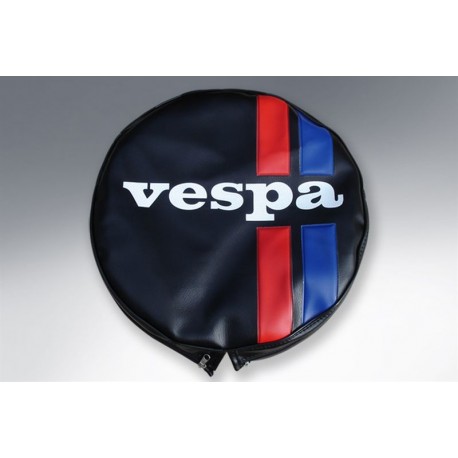 FUNDA RUEDA REPUESTO VESPA NEGRA TRICOLOR