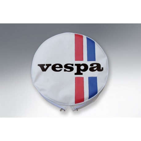 FUNDA RUEDA REPUESTO VESPA BLANCA TRICOLOR